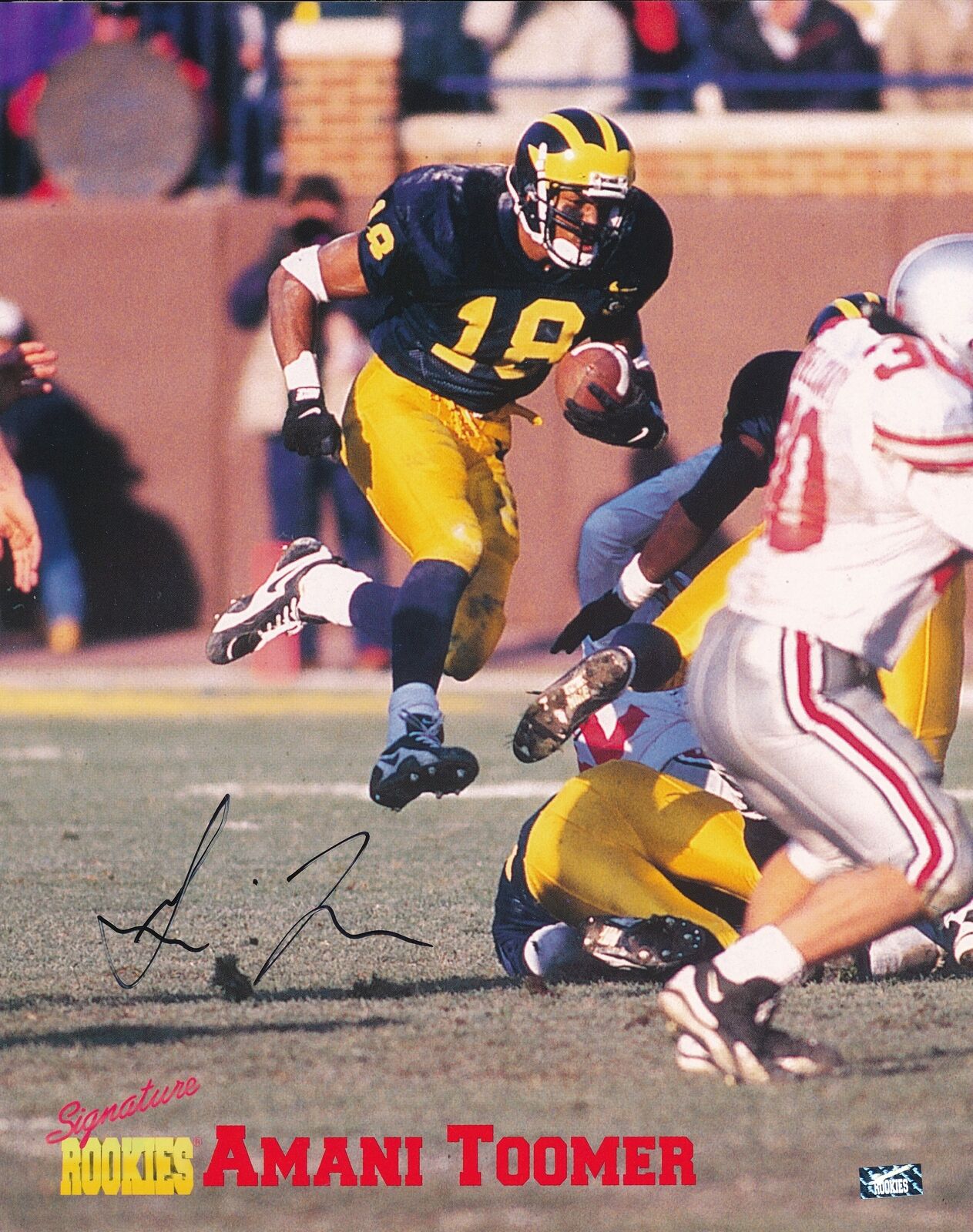 Amani Toomer Autographed Signature Rookies 8x10 Photo University of Michigan