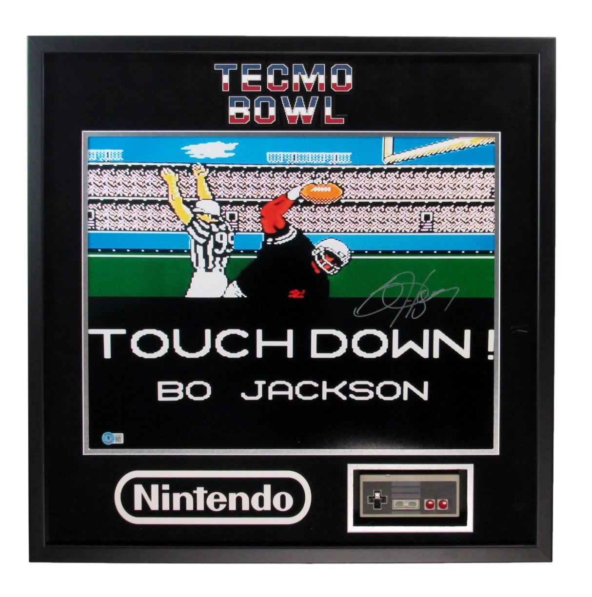 Bo Jackson Signed 16x20 Techmo Bowl Photo w/ Controller Framed Beckett 183834