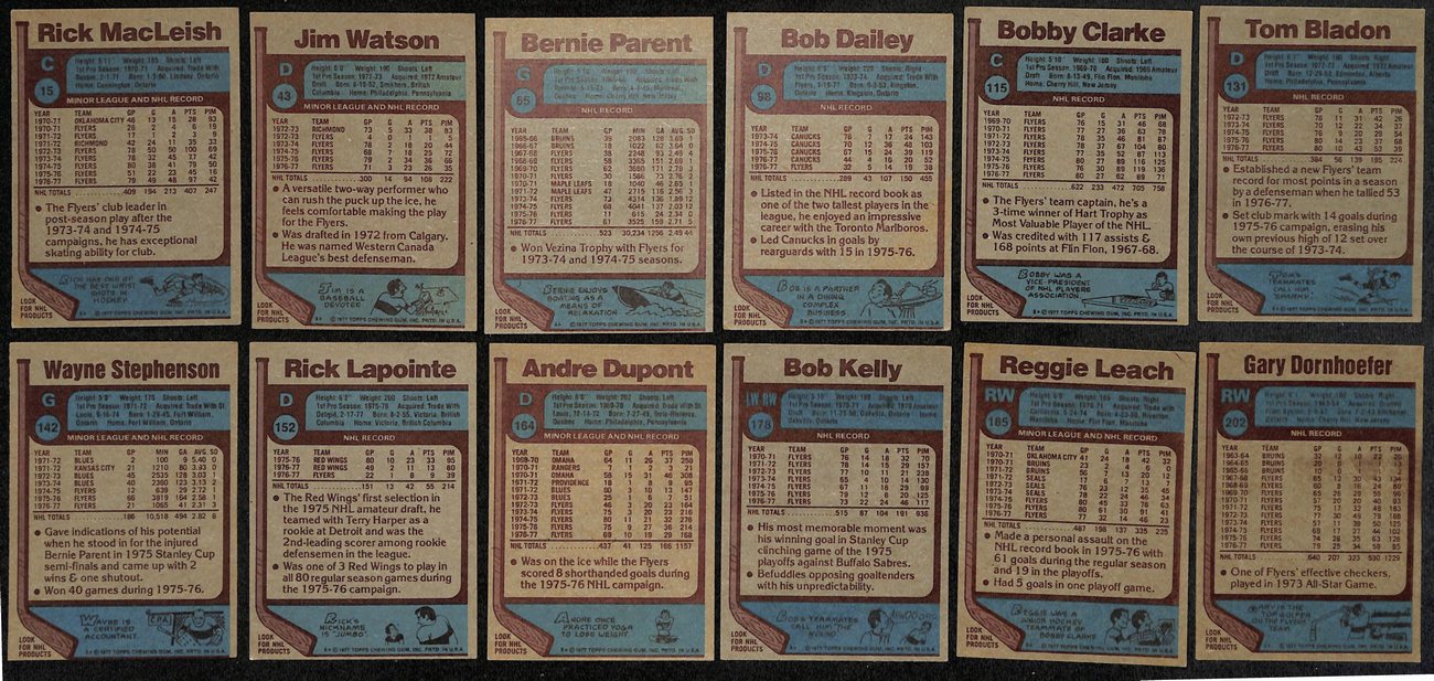 1977 Topps Hockey Philadelphia Flyers Near Complete Team Set 18/19 Cards 189327