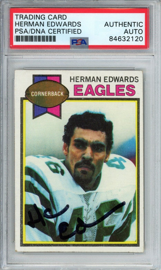 1979 TOPPS #212 Herman Edwards Auto Signed Philadelphia Eagles PSA/DNA