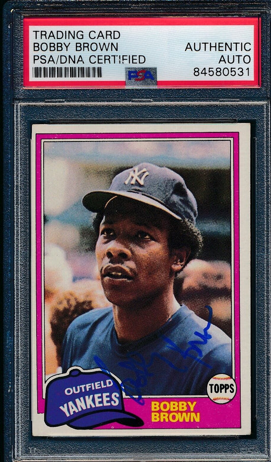 Bobby Brown Signed/Auto 1981 TOPPS Card #418 New York Yankees PSA/DNA