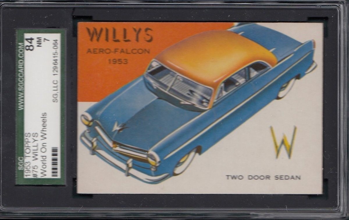 1953 TOPPS World on Wheels #75 Willys Aero-Falcon NM SGC 84 7