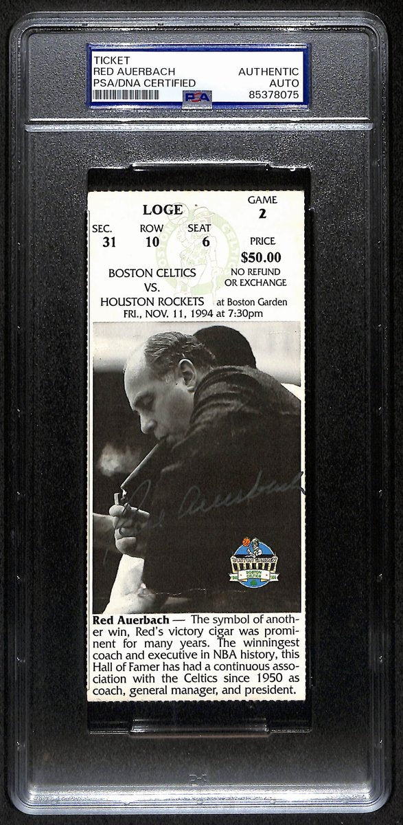 Red Auerbach HOF Signed/Auto 1994 Full Ticket Celtics vs.Rockets PSA/DNA 193378