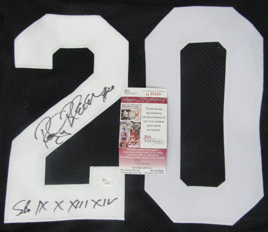 Rocky Bleier Steelers Autographed/Signed XL Black Jersey Inscribed JSA 141690