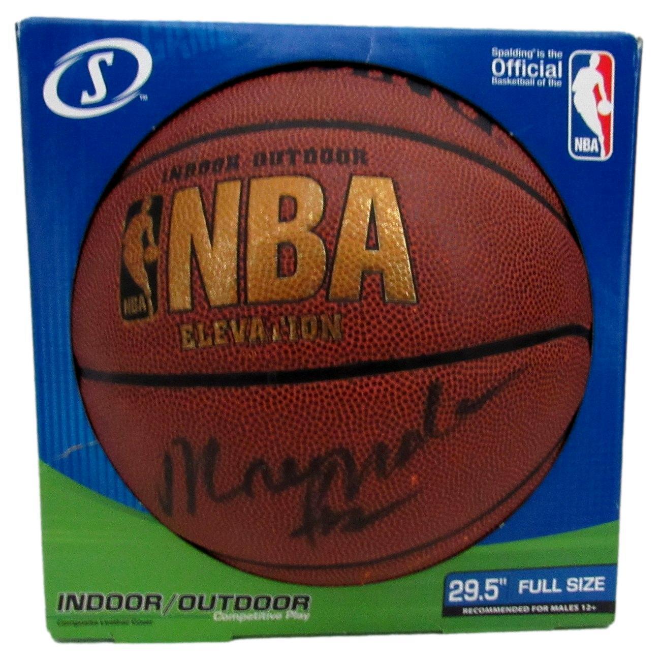 Moses Malone HOF Rockets Signed Spalding NBA Basketball JSA 159491