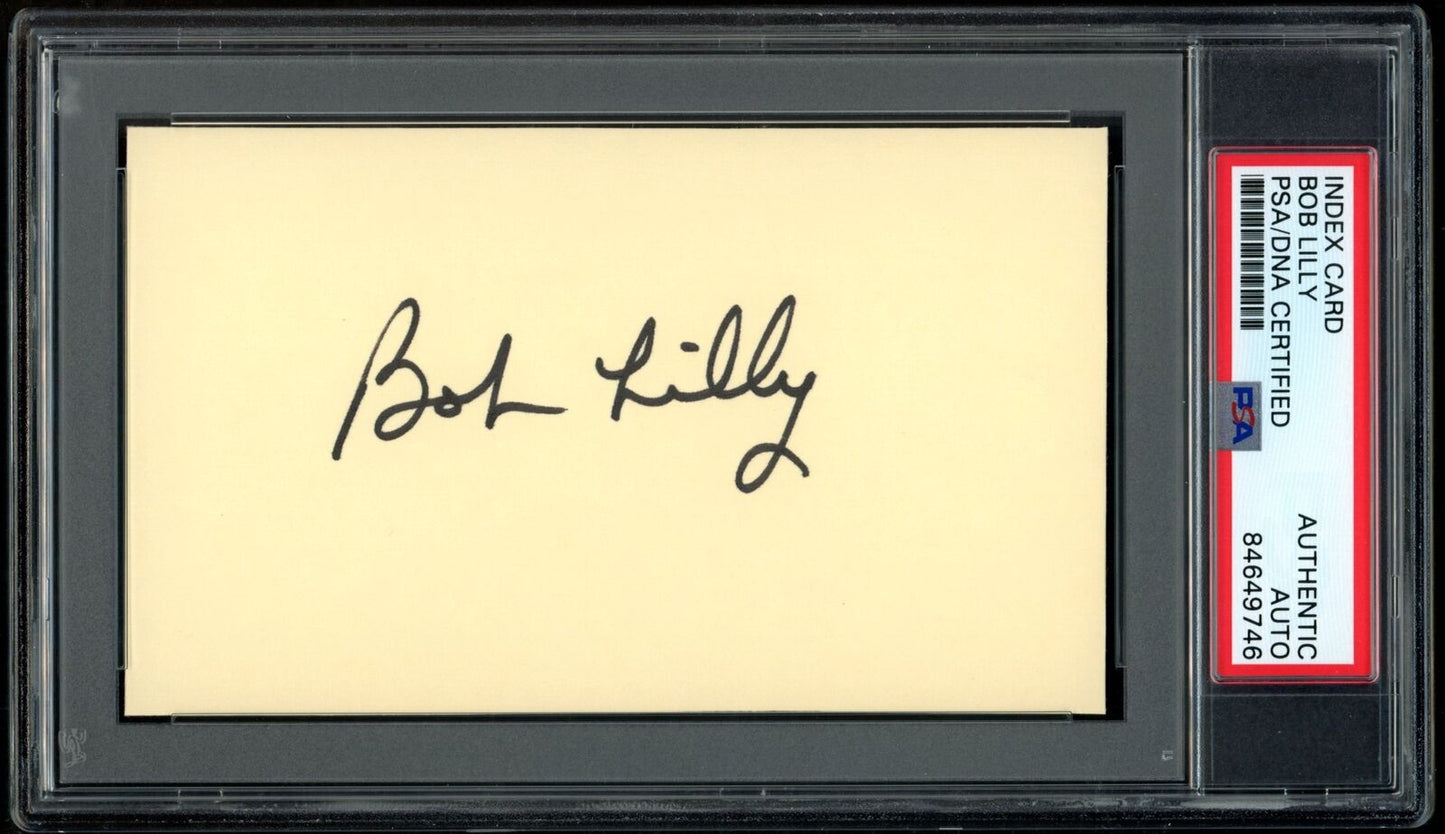 Bob Lilly HOF Autographed 3x5 Index Card Dallas Cowboys PSA/DNA