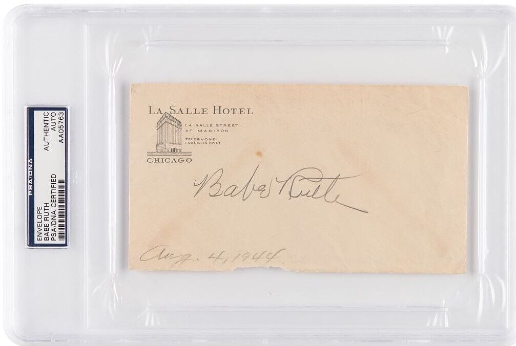 Babe Ruth HOF Autographed 6.5 x 3.5 Hotel Envelope Yankees PSA/DNA 177401