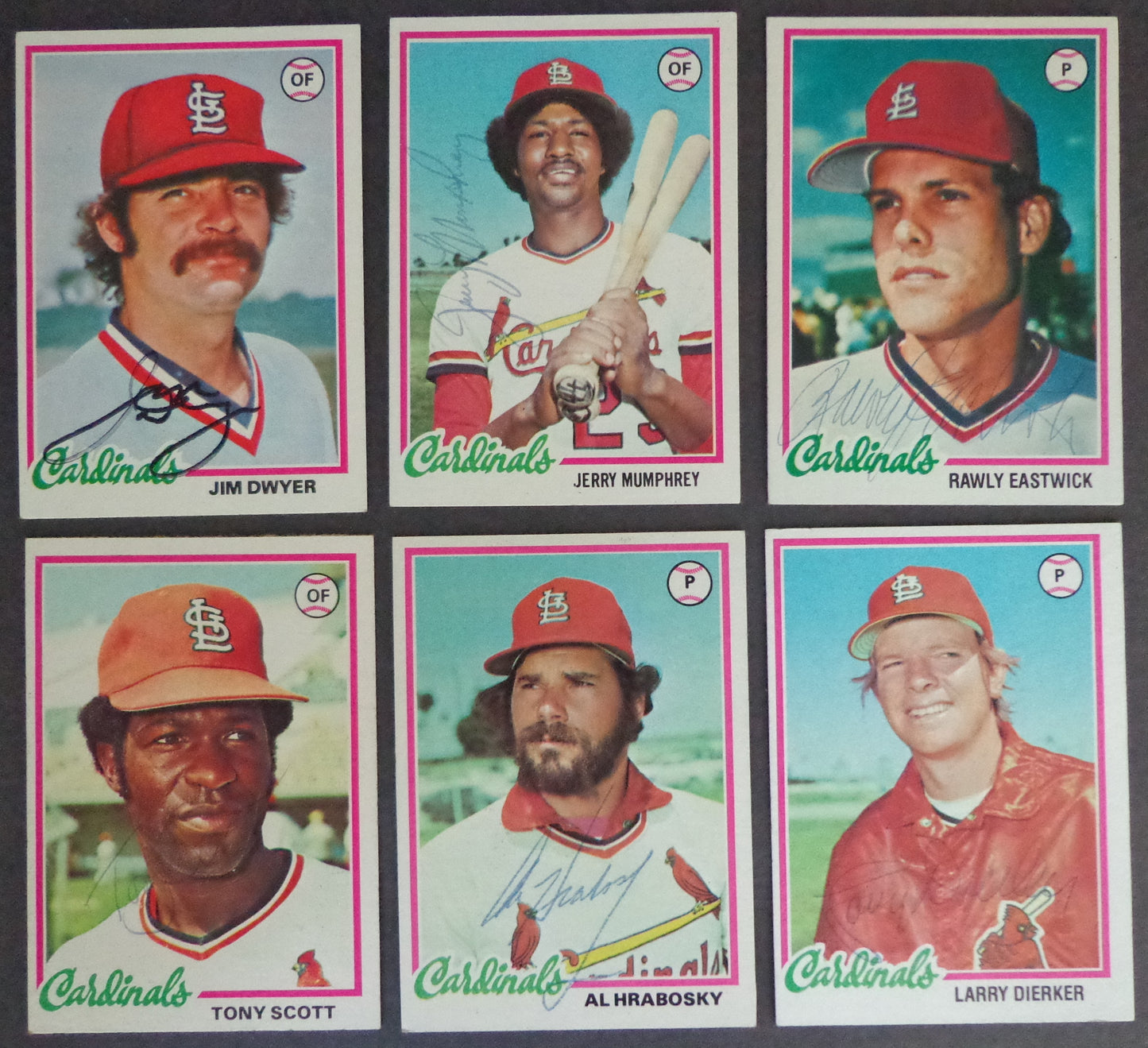 Lot of (6) St. Louis Cardinals Autographed 1978 TOPPS Baseball Cards 183155