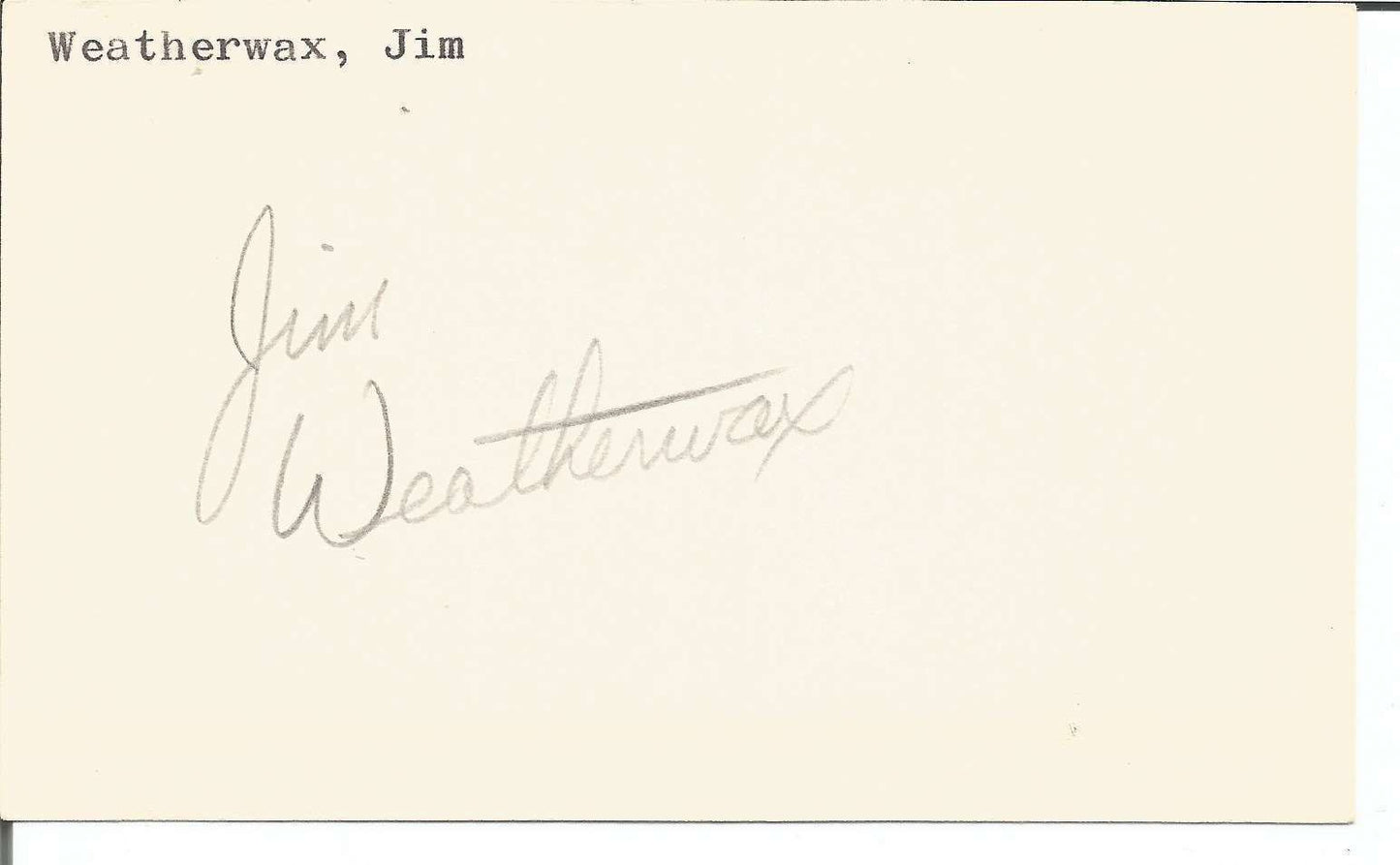 Jim Weatherwax 1966 Green Bay Packers Signed/Autographed 3x5 Index Card 150424