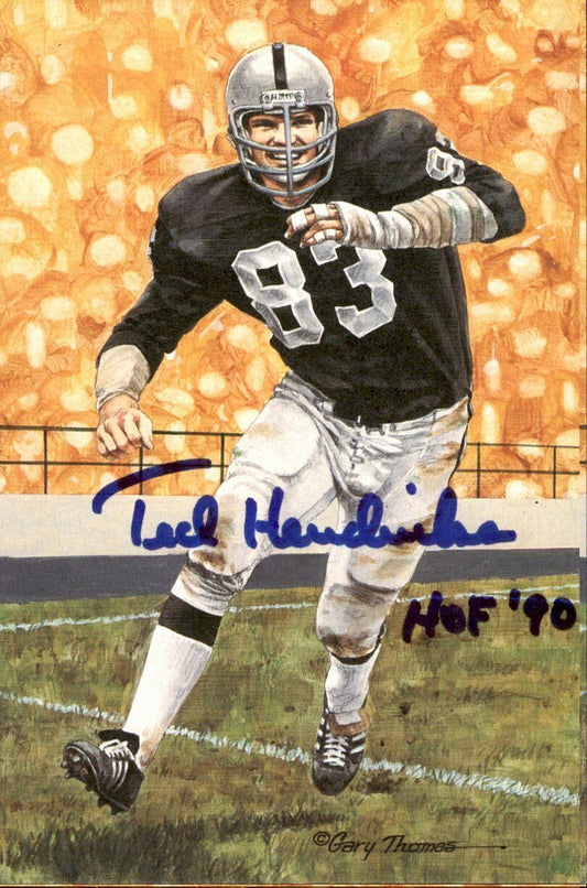 Ted Hendricks HOF Raiders Signed/Inscr Goal Line Art GLAC Postcard JSA 167117