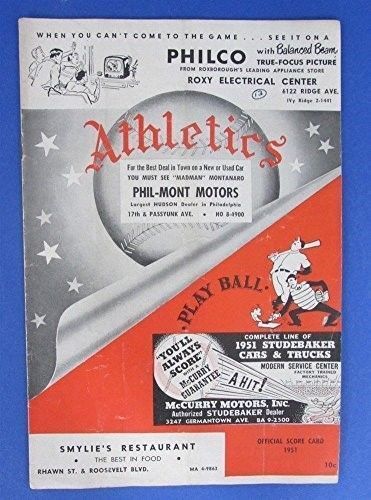 Vintage 1951 Philadelphia Athletics Official Scorecard Program 123421