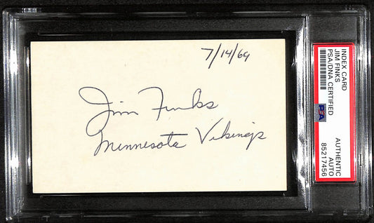 Jim Finks HOF Autographed/Signed 3x5 Index Card Vikings Steelers PSA/DNA 188501