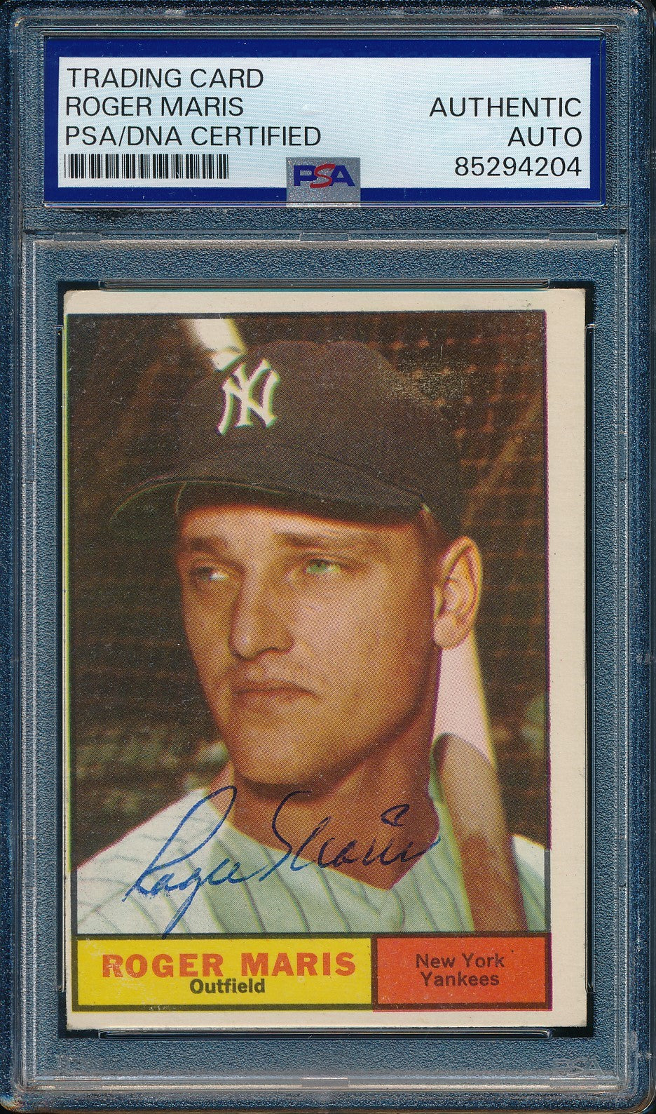 Roger Maris Signed/Autographed 1961 Topps Card #2 NY Yankees PSA/DNA 190589