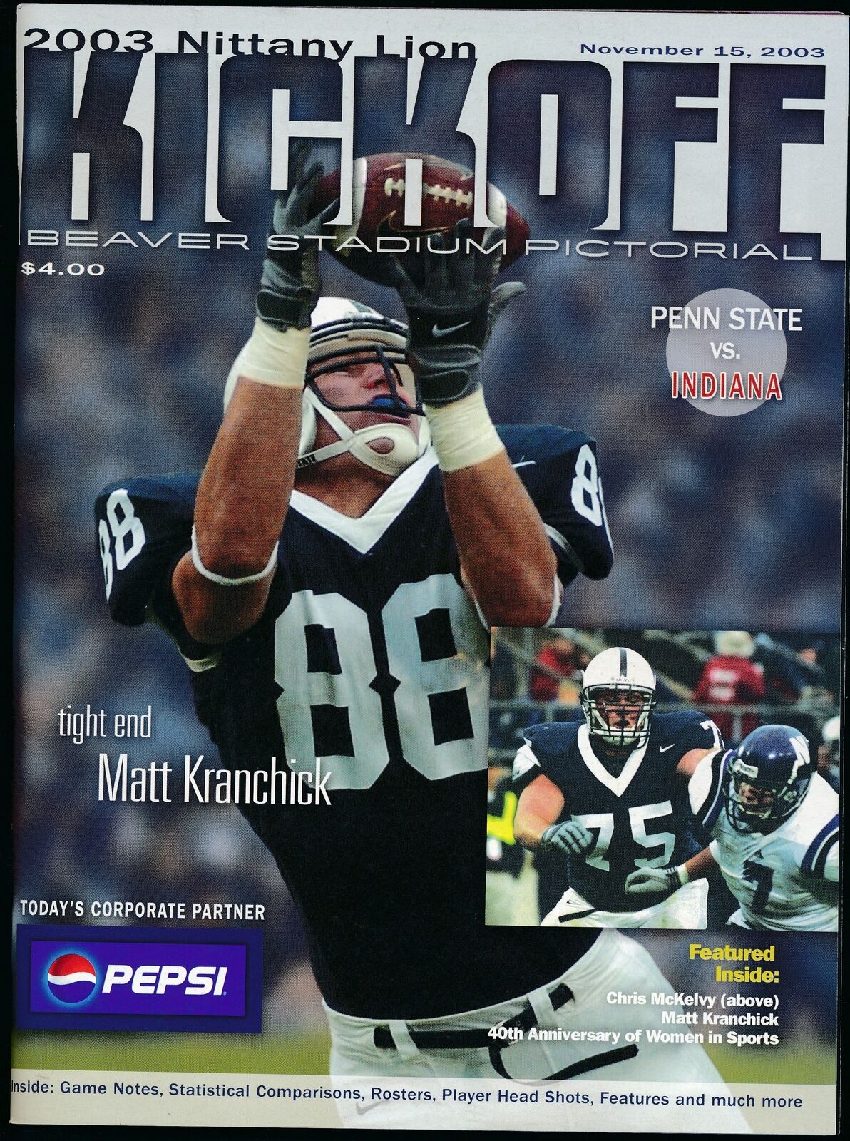 2003 Penn State vs. Indiana College Football Game Program 11/15