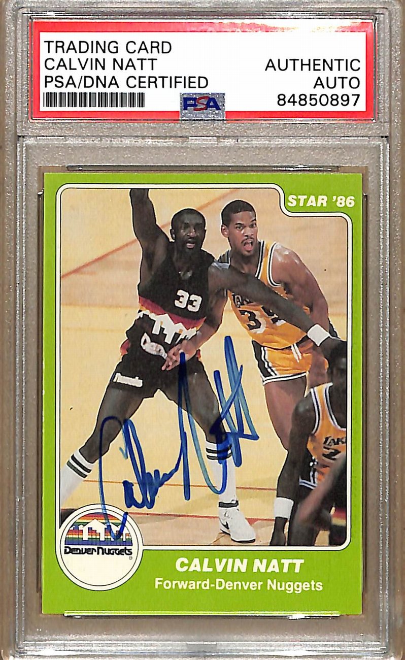 1985-1986 Star Calvin Natt #55 Card Signed Denver Nuggets PSA/DNA 179105