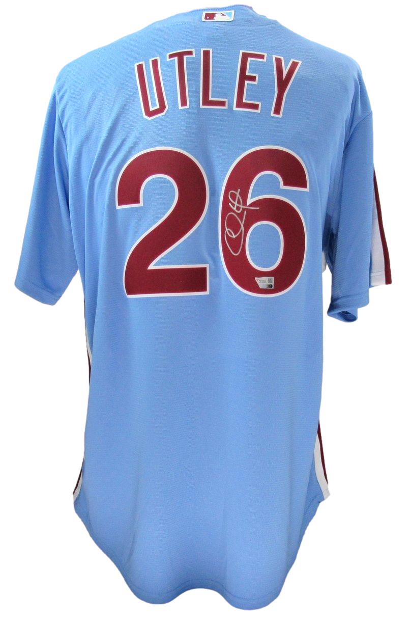 Chase Utley Signed Blue Nike Baseball Jersey Phillies Size XL Fanatics 187367