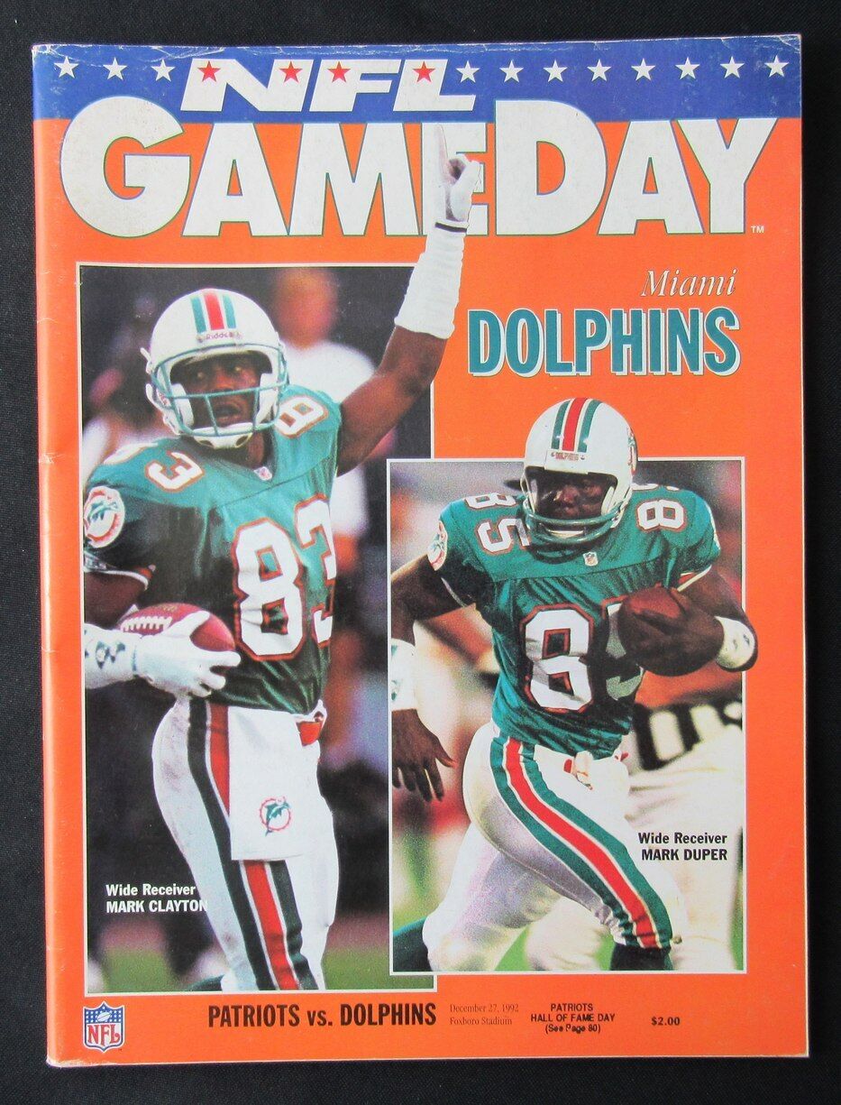 1992 New England Patriots vs. Miami Dolphins Program Mark Clayton 12/27