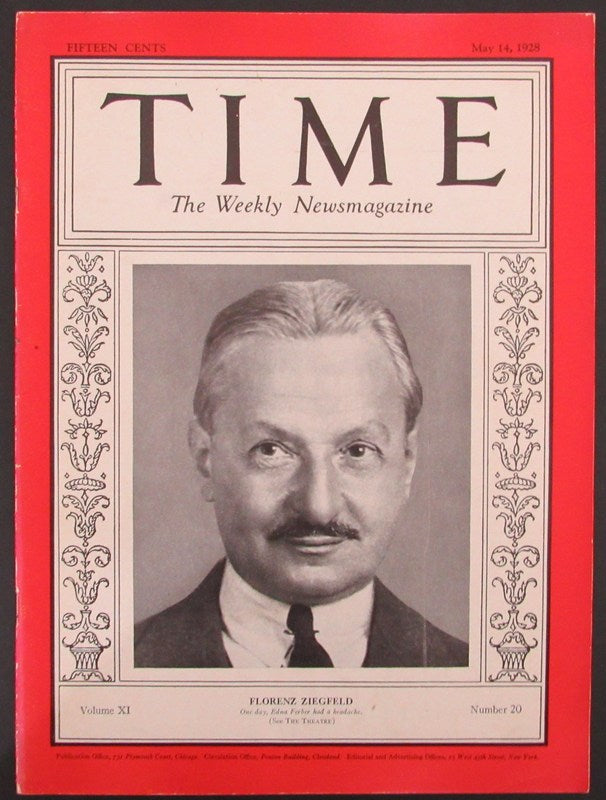 Time Magazine Vol XI No 20 May 14, 1928 Florenz Ziegfeld 183251