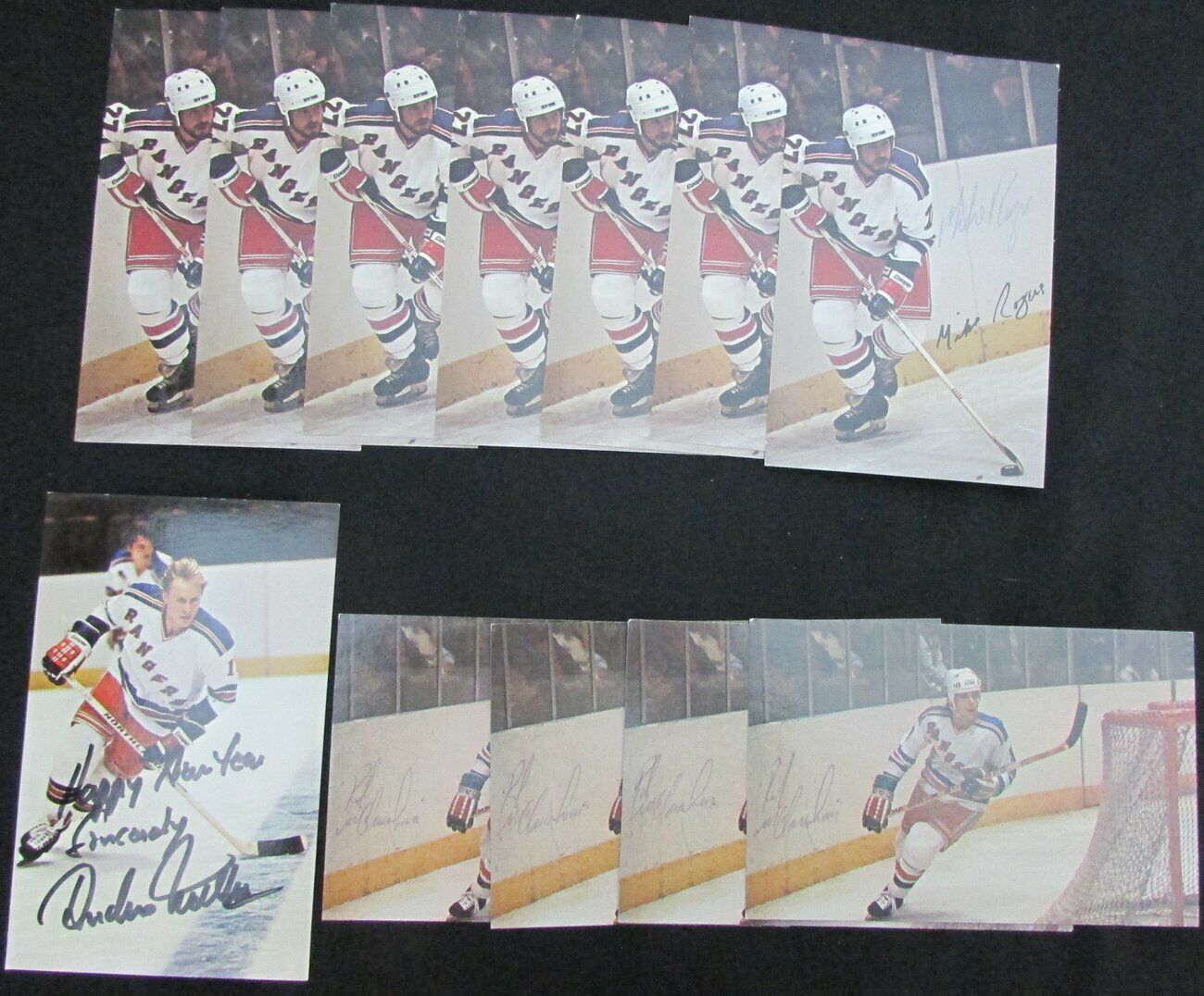 Lot of 13 Early 80's NY Rangers Signed 3.5x5.5 Team Postcards incl.Rogers 150458