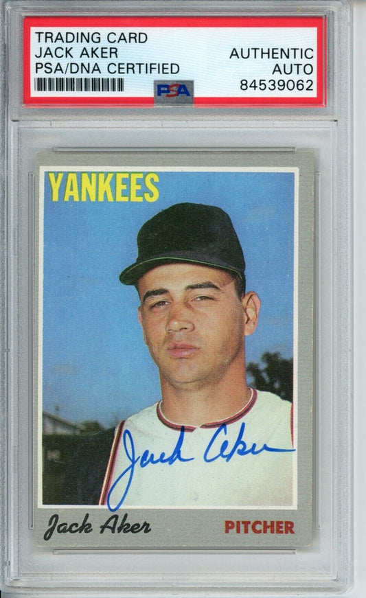 Jack Aker Yankees Signed/Autographed 1970 TOPPS Card #43 PSA/DNA 166889