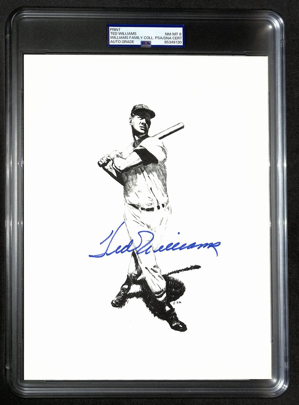 Ted Williams Signed/Auto 8x10 Photo/Print Red Sox PSA/DNA Slabbed 193030