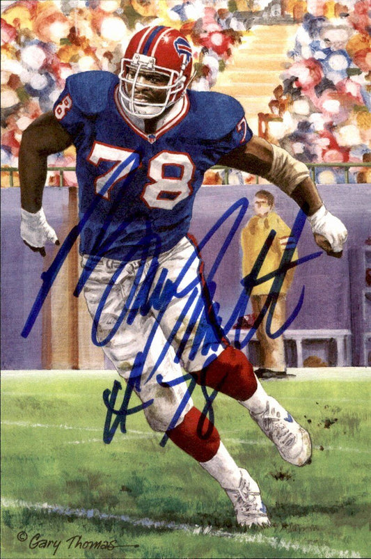 Bruce Smith HOF Bills Signed/Inscr Goal Line Art GLAC Postcard JSA 167107