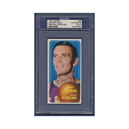 1970 Topps #34 JOHNNY EGAN Signed Card PSA/DNA Slab