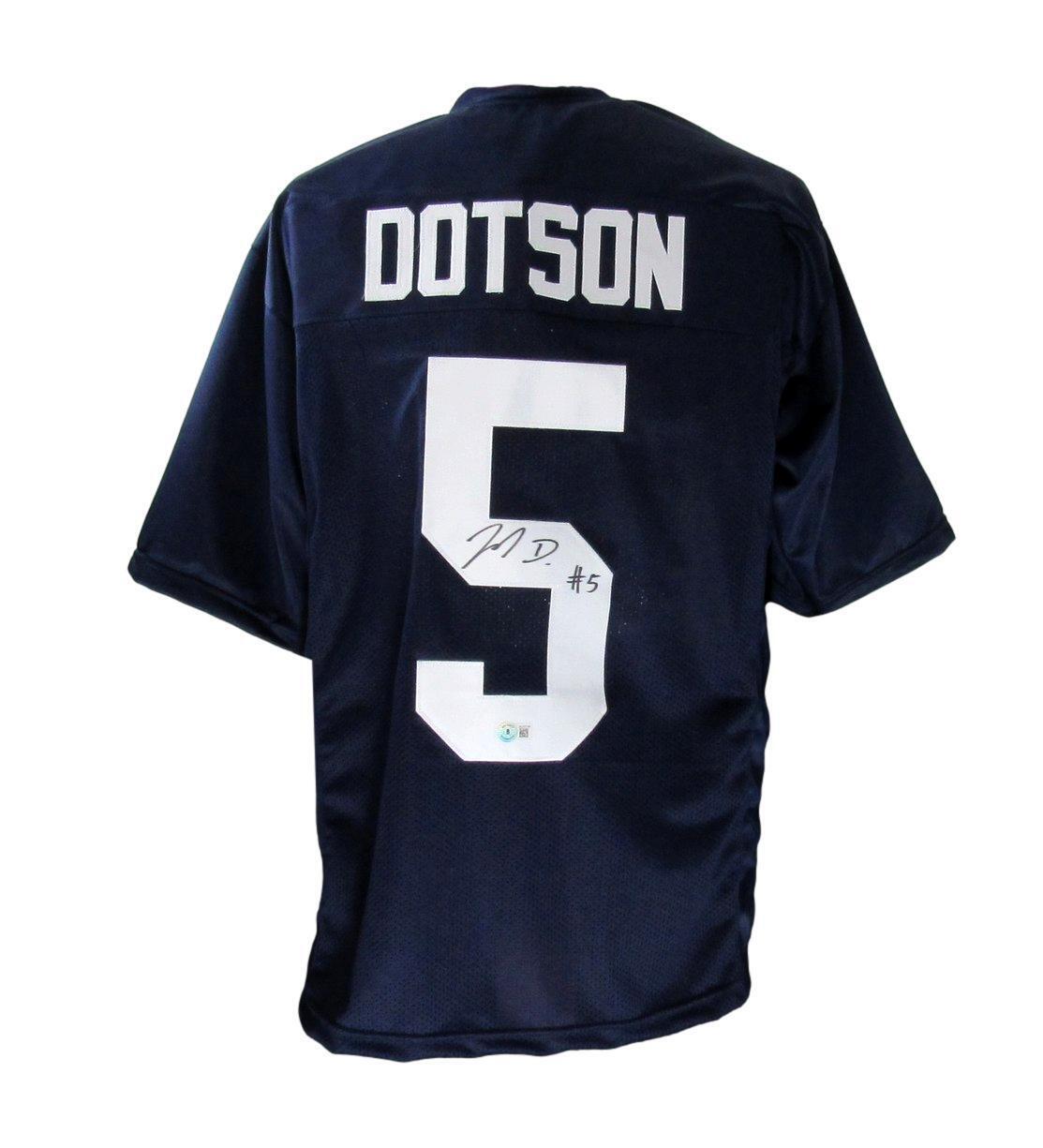 Jahan Dotson Autographed Navy Custom Football Jersey Penn State Beckett 177531