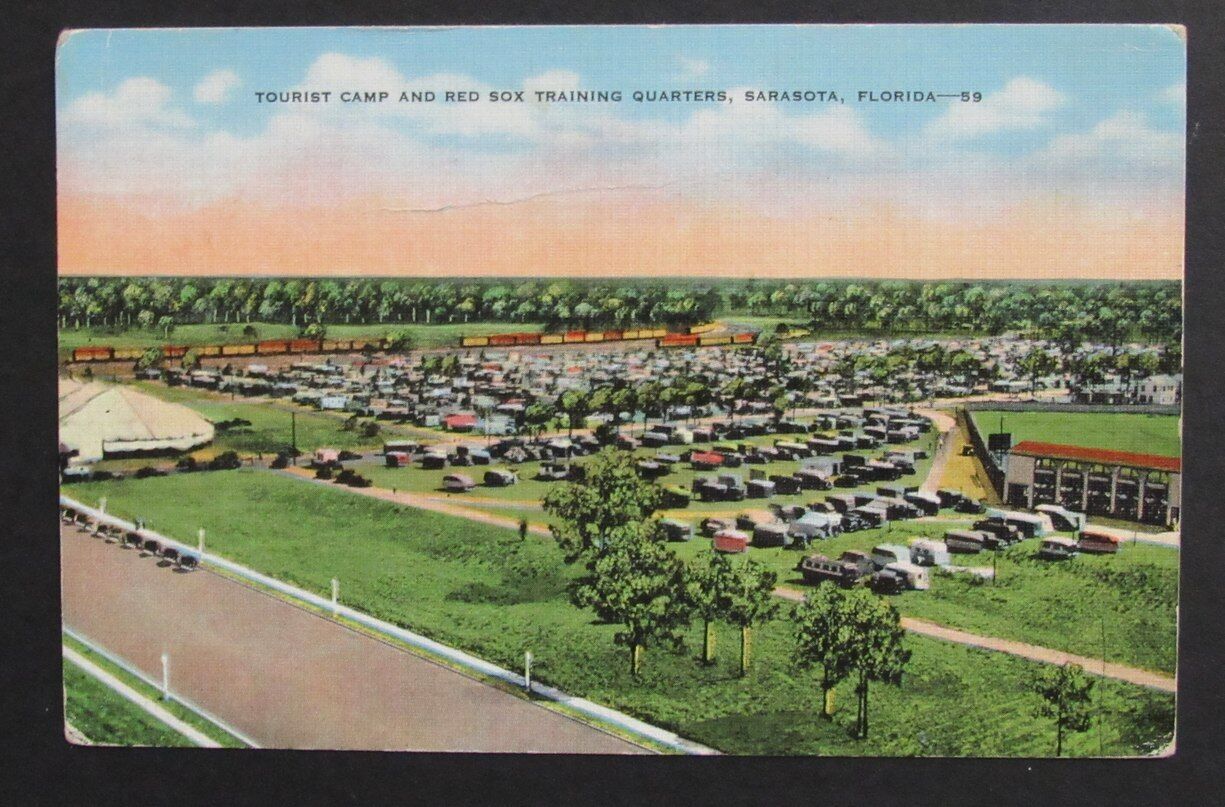 Vintage Sarasota Tourist Camp Boston Red Sox Training Site Photo Postcard