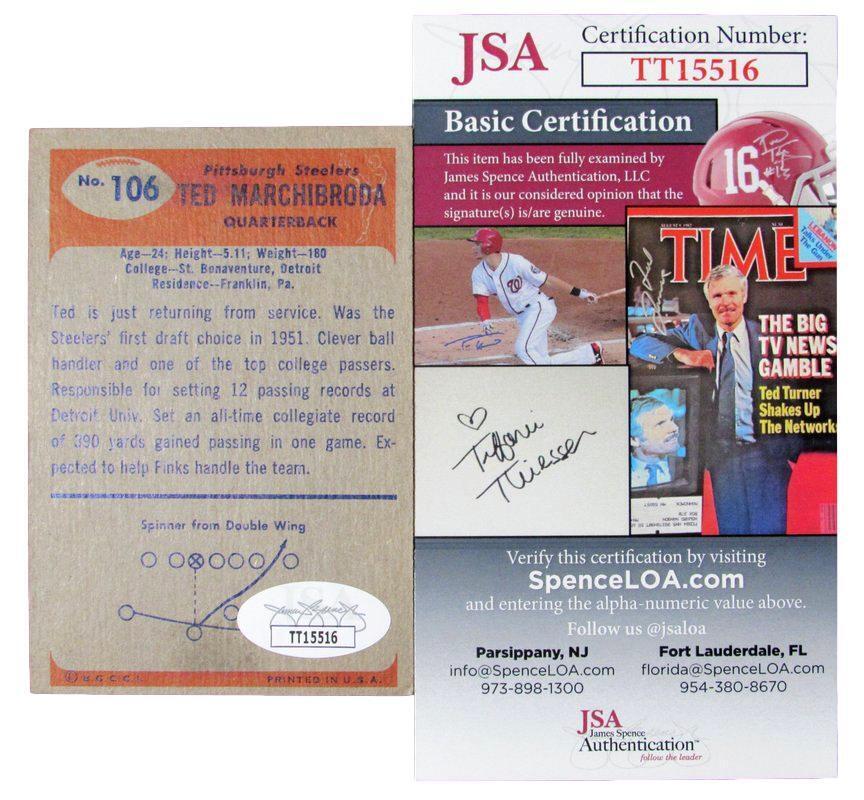 1955 Bowman Ted Marchibroda Steelers Signed/Autograph Football Card JSA
