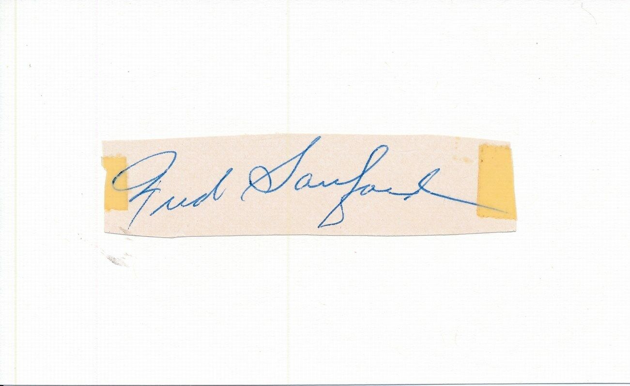 Fred Sanford NY Yankees d. 2011 Signed/Auto Cut Signature on Index Card 150980