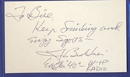 Tom Brookshier Eagles Signed/Auto 3x5 Index Card