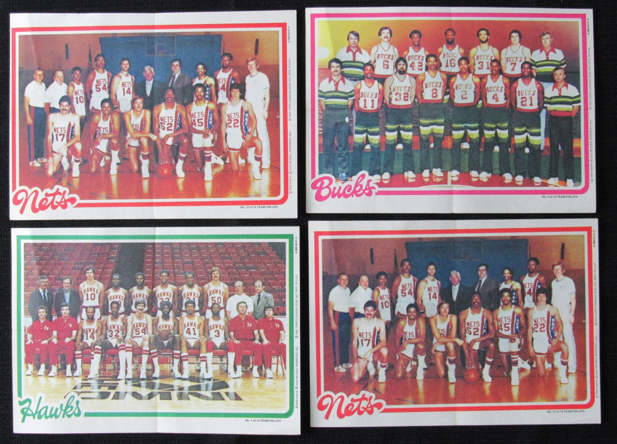 Lot of 8 Topps Team Pin Ups 1983-84 Lakers/Bucks/Pacers/Nets/Cavs 181812