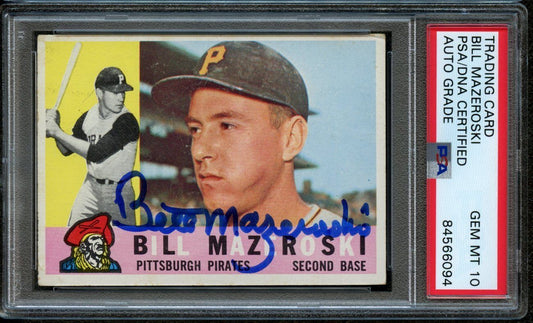 1960 Topps Bill Mazeroski #55 Card Signed/Auto PSA/DNA GEM MINT 10 167777