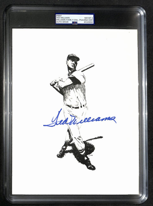 Ted Williams Signed/Auto 8x10 Photo/Print Red Sox PSA/DNA Slabbed 193005