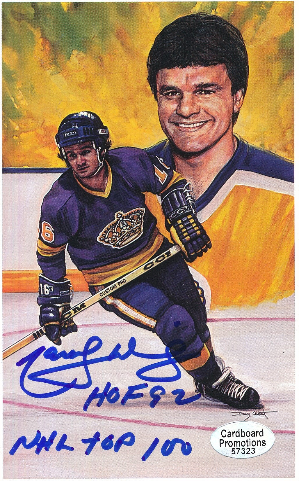 Marcel Dionne Autographed/Inscribed 3.5x5.5 Legends of Hockey Card #54 Kings