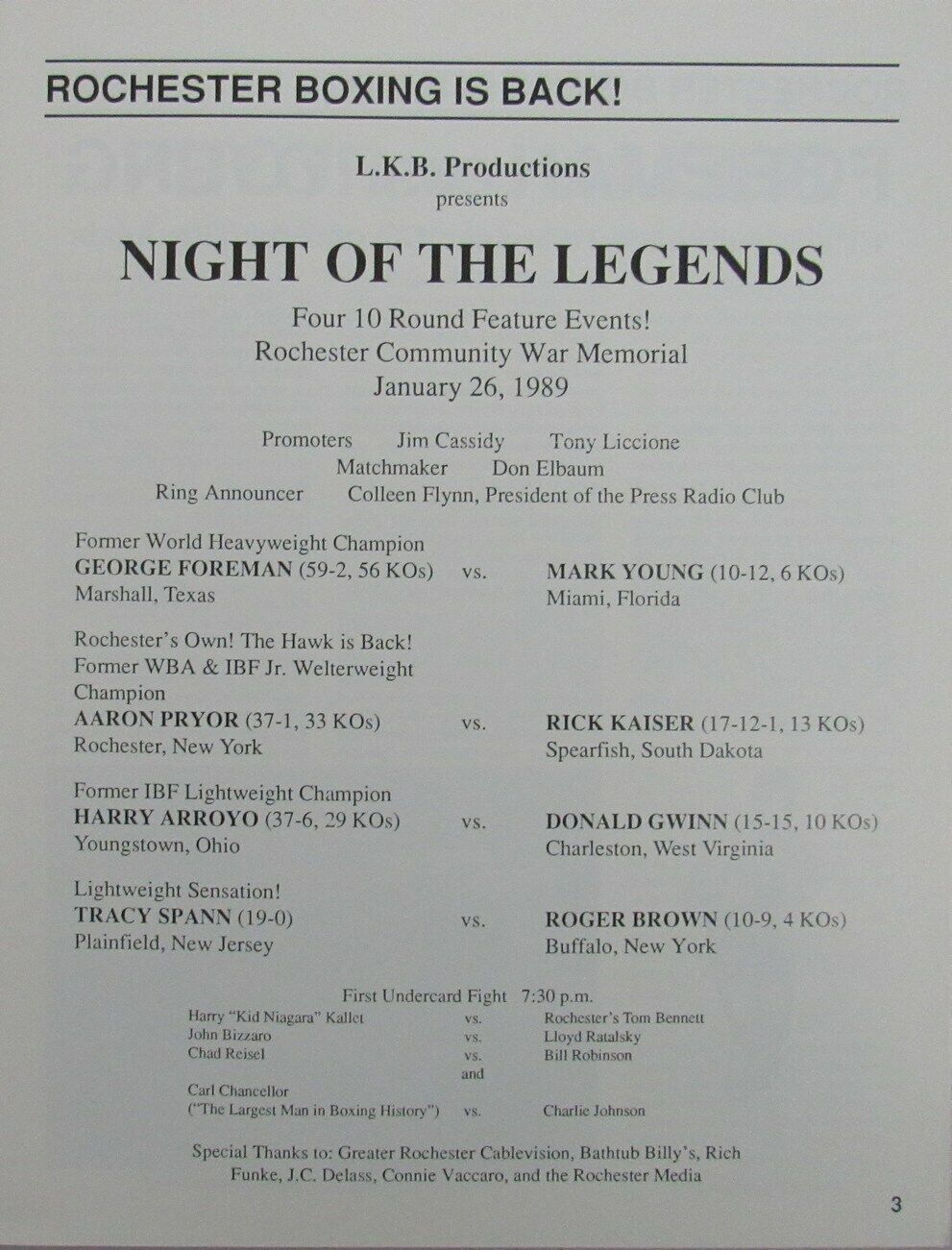 George Foreman vs. Mark Young January 26, 1989 Official Program 162272