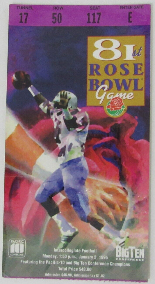 1995 Rose Bowl College Football Game Ticket Stub Penn State vs. Oregon