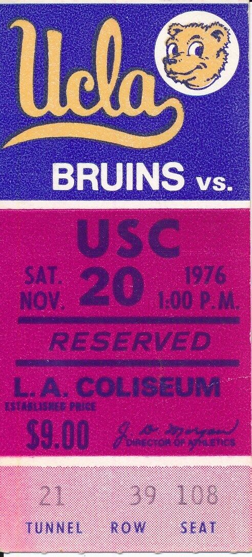 1976 USC Trojans vs. UCLA Football Game Ticket Stub 148546