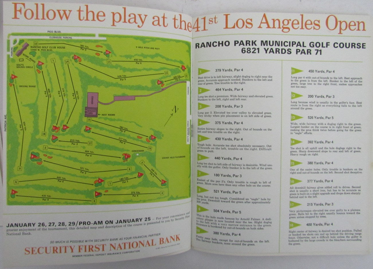 1967 PGA  Los Angeles Open at Rancho Park Golf Course Program with Ticket 175634