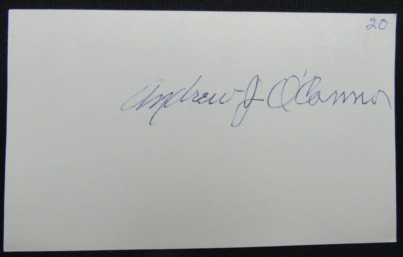 Andy O'Connor 1908 New York Yankees d.1980 Signed 3x5 Index Card