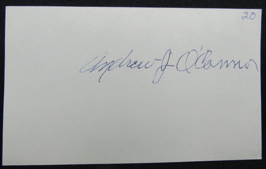 Andy O'Connor 1908 New York Yankees d.1980 Signed 3x5 Index Card