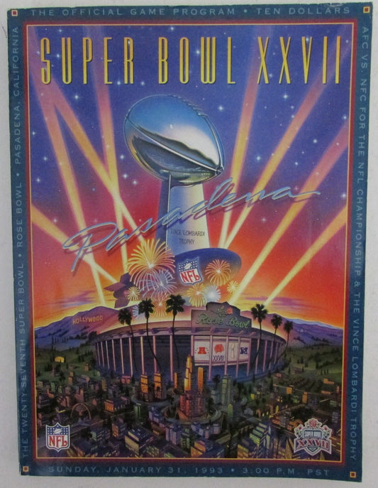 Super Bowl XXVII 1993 Program Buffalo Bills vs. Dallas Cowboys at Rose Bowl