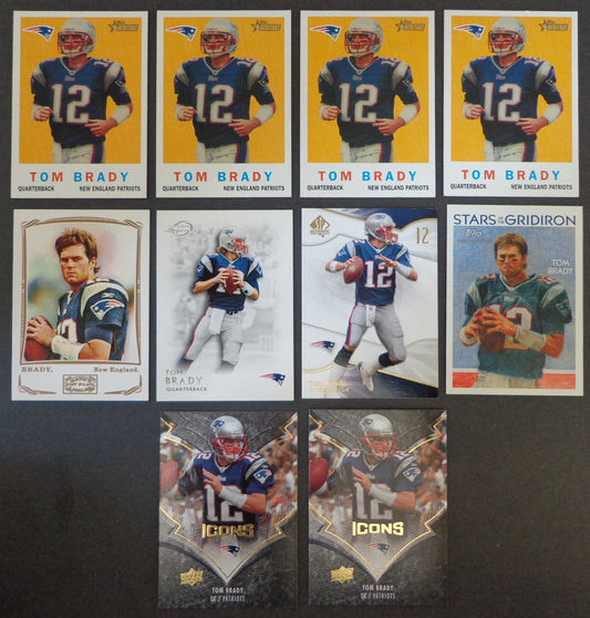 Lot of (10) 2005, 08, 09, 11 TOPPS/Upper Deck Tom Brady Football Cards 181969