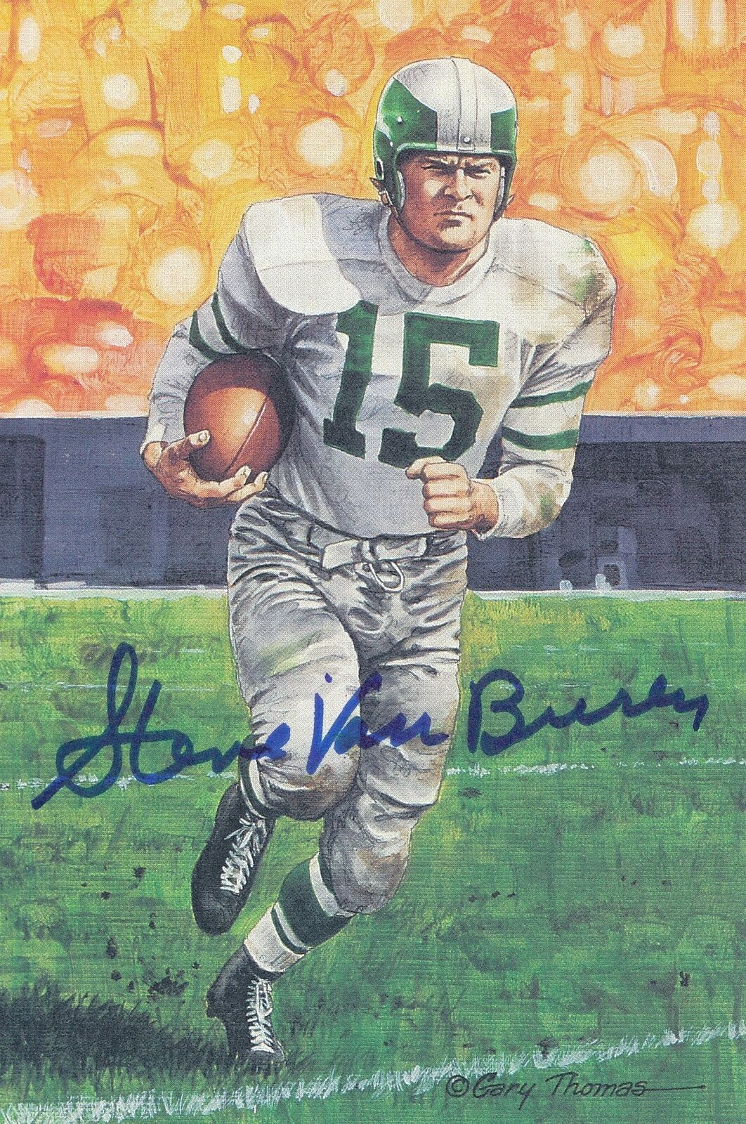 Steve Van Buren HOF Autographed Goal Line Art GLAC Postcard Eagles JSA