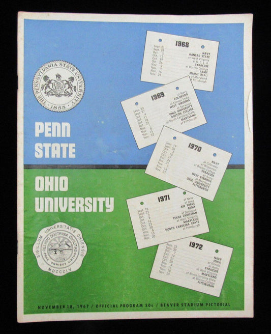 November 18, 1967 Penn State vs. Ohio University College Football Game Program