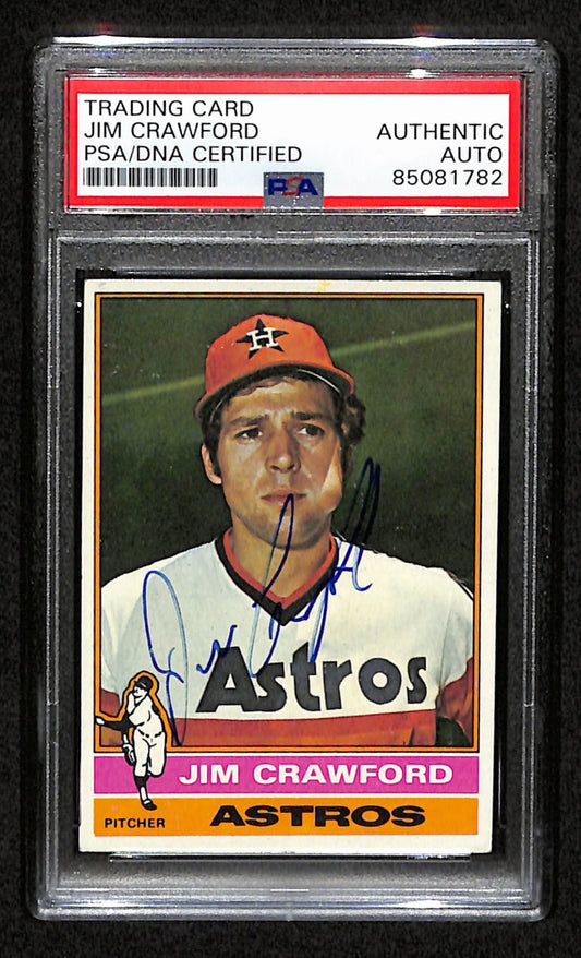 Jim Crawford Signed 1976 Topps Card #428 Houston Astros PSA/DNA 184498