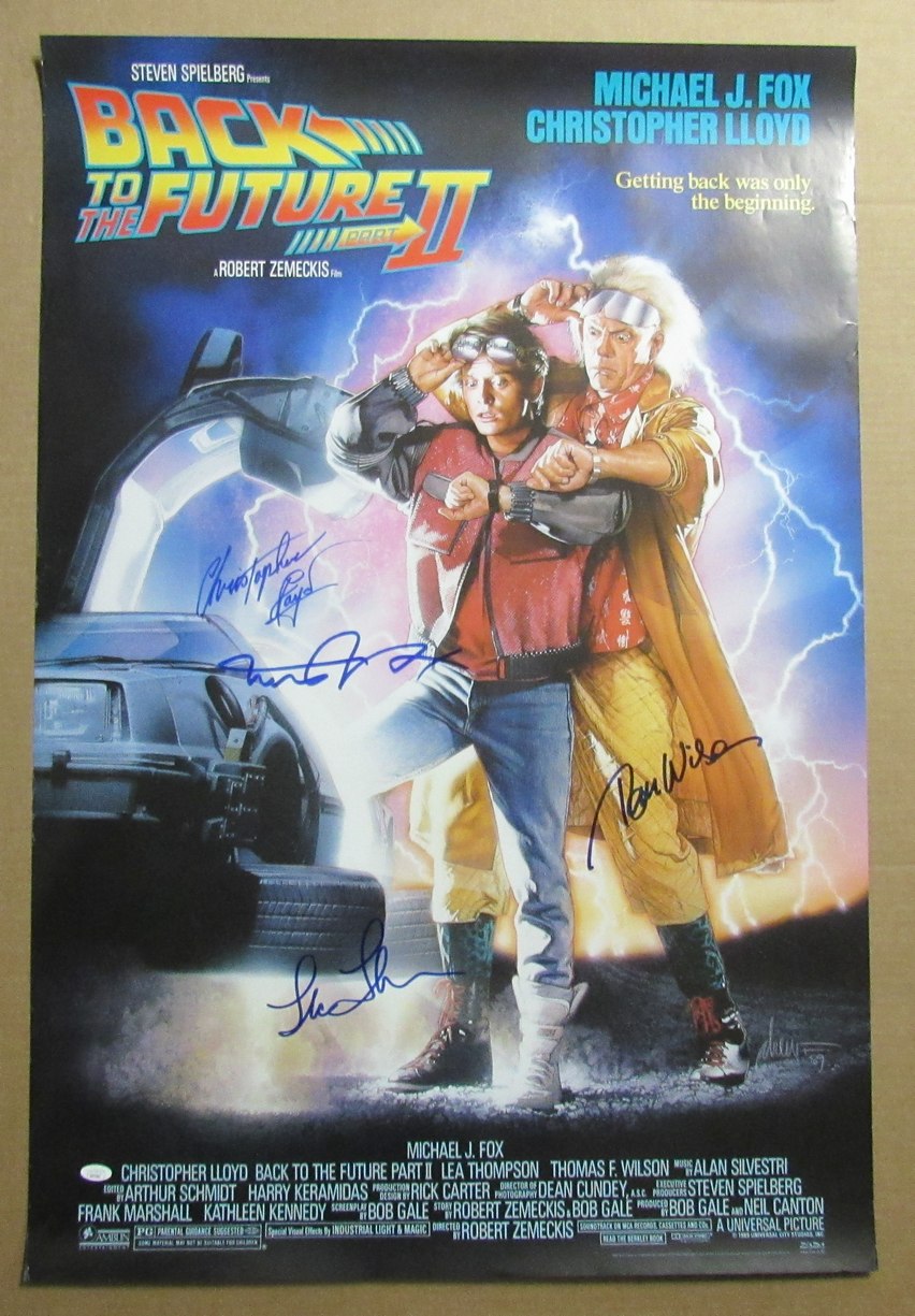 "Back to the Future II" Multi-Autographed by 4 Actors 27x40 Movie Poster JSA