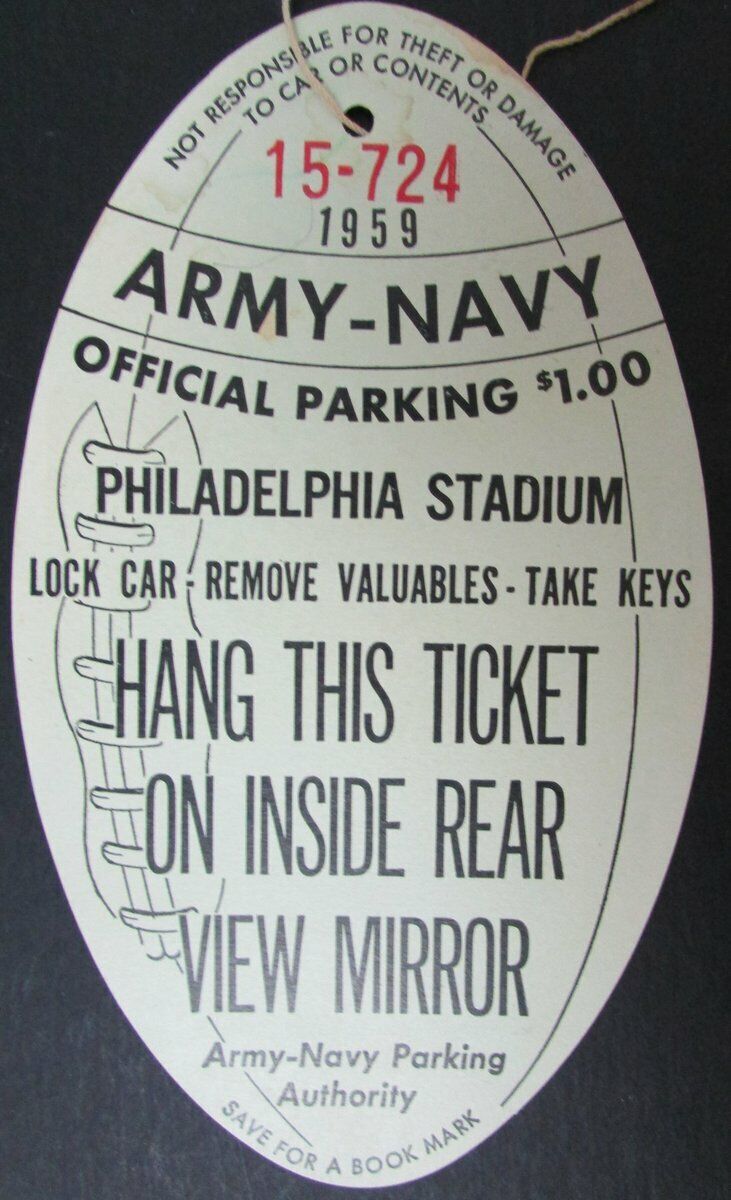 Vintage 1959 Army-Navy Game Parking Pass from Philadelphia Stadium 149735