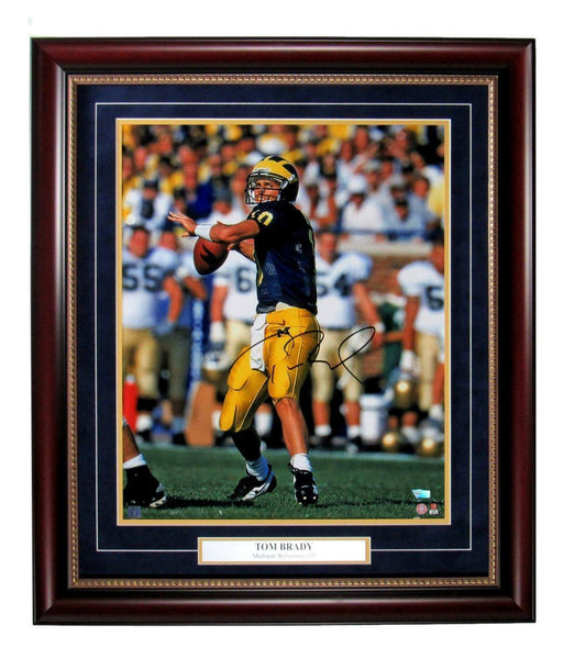 Tom Brady Michigan Signed/Autographed 16x20 Photo Framed Fanatics 167407